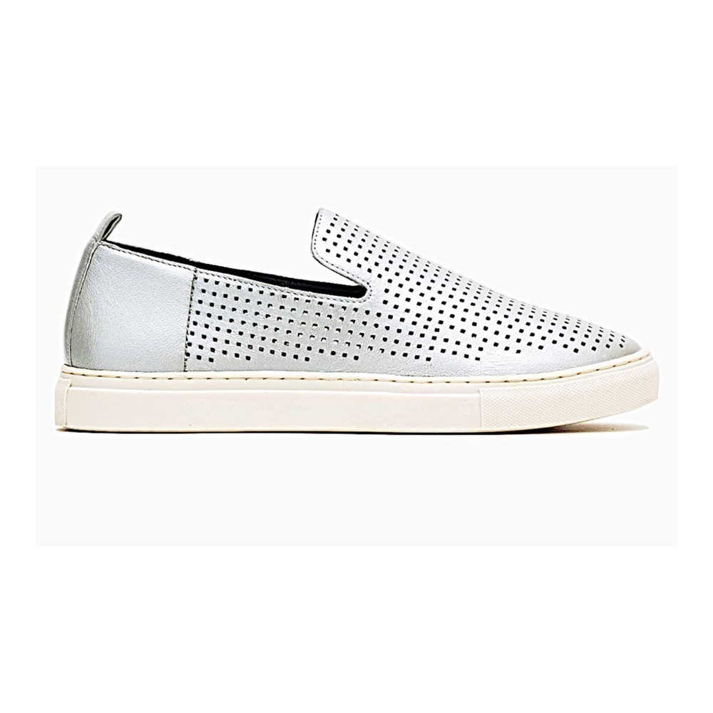 🆕 Hush Puppies Manda perforated leather slip on sneakers flats silver si…